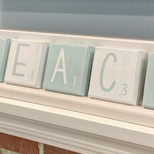 BEACH Sign Large Scrabble Tiles with Wood Holder Mothers Day Gift Housewarming Gift Summer Beach Plaque Realtor Gift image 1