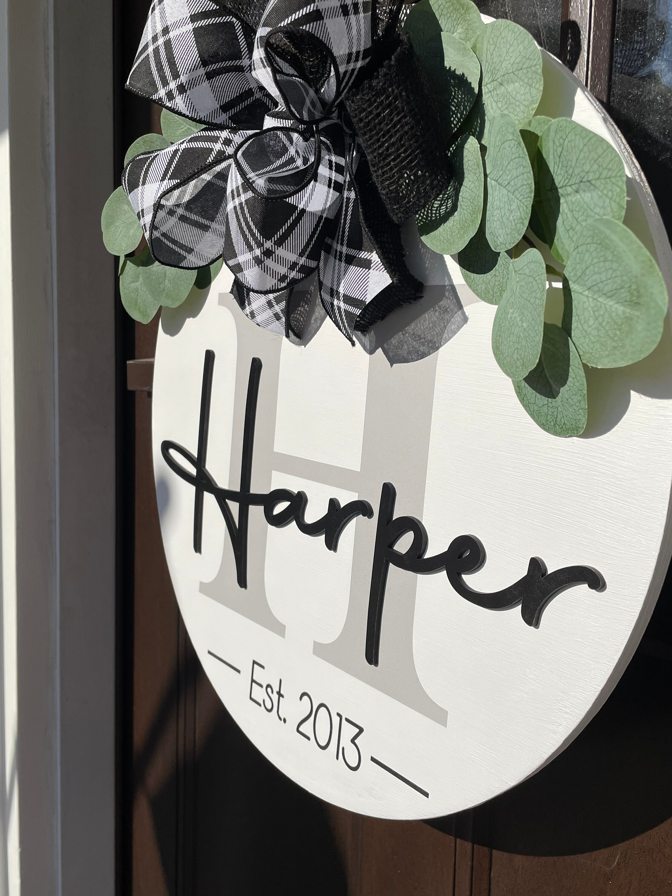 Monogram Family Name Welcome Door Hanger | Family Name Door Hanger ...