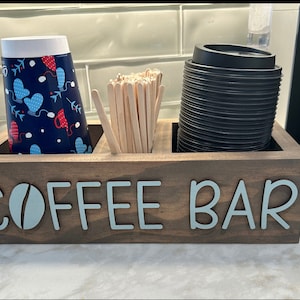 Rustic 2 Tier Coffee Bar Accessories Organizer Countertop, Coffee Station  Org
