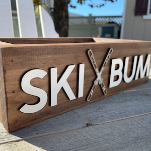 Ski decor, Ski storage box, Toilet paper holder, Ski Bum Bathroom Decor, Toilet Topper, Lake House decor, bathroom humor
