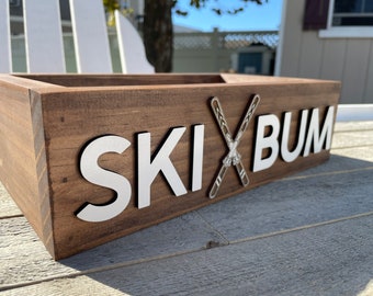 Ski decor, Ski storage box, Toilet paper holder, Ski Bum Bathroom Decor, Toilet Topper, Lake House decor, bathroom humor