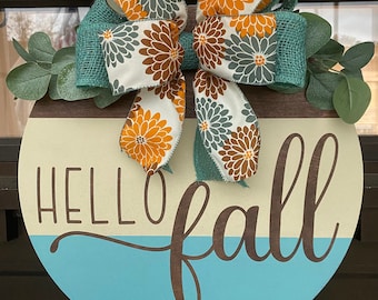 Hello Fall Door Hanger | Fall Door Hanger | Fall Door Decor | Round Welcome Sign | Realtor Closing Gift Sign | Fall Door Hanger | Fall Decor