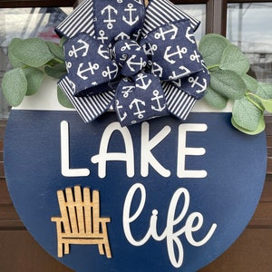 Lake Life, 3D Lake Life Türschild, runder Türschild, See Dekor, Adirondack Stuhl Schild, Willkommen Türschild, Realtor Closing Geschenkschild
