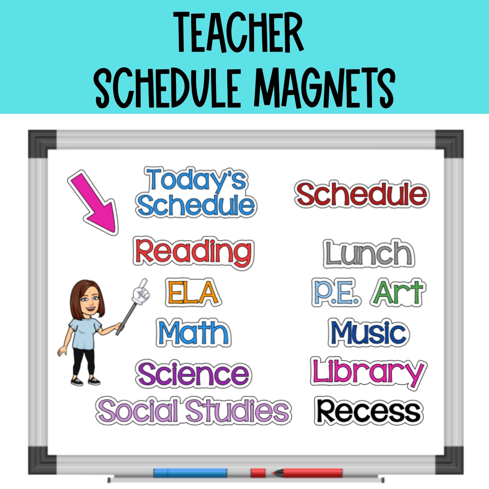 Classroom Schedule Magnets, Teacher Schedule Magnets, Magnets for Classroom, Today's Schedule, Class Organization, Magnetic Whiteboard