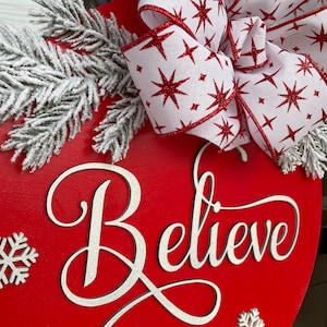 Winter Door Hanger | Believe Door Hanger | Holiday Door Decor | 3-D Round Welcome Sign | Welcome Door Hanger | Snowflakes