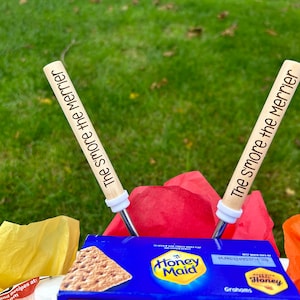 Custom Engraved S’mores Roasting Sticks, Campfire and Firepit Accessories, Personalized S&#39;mores Stick, Lake decor, Camping Accessories