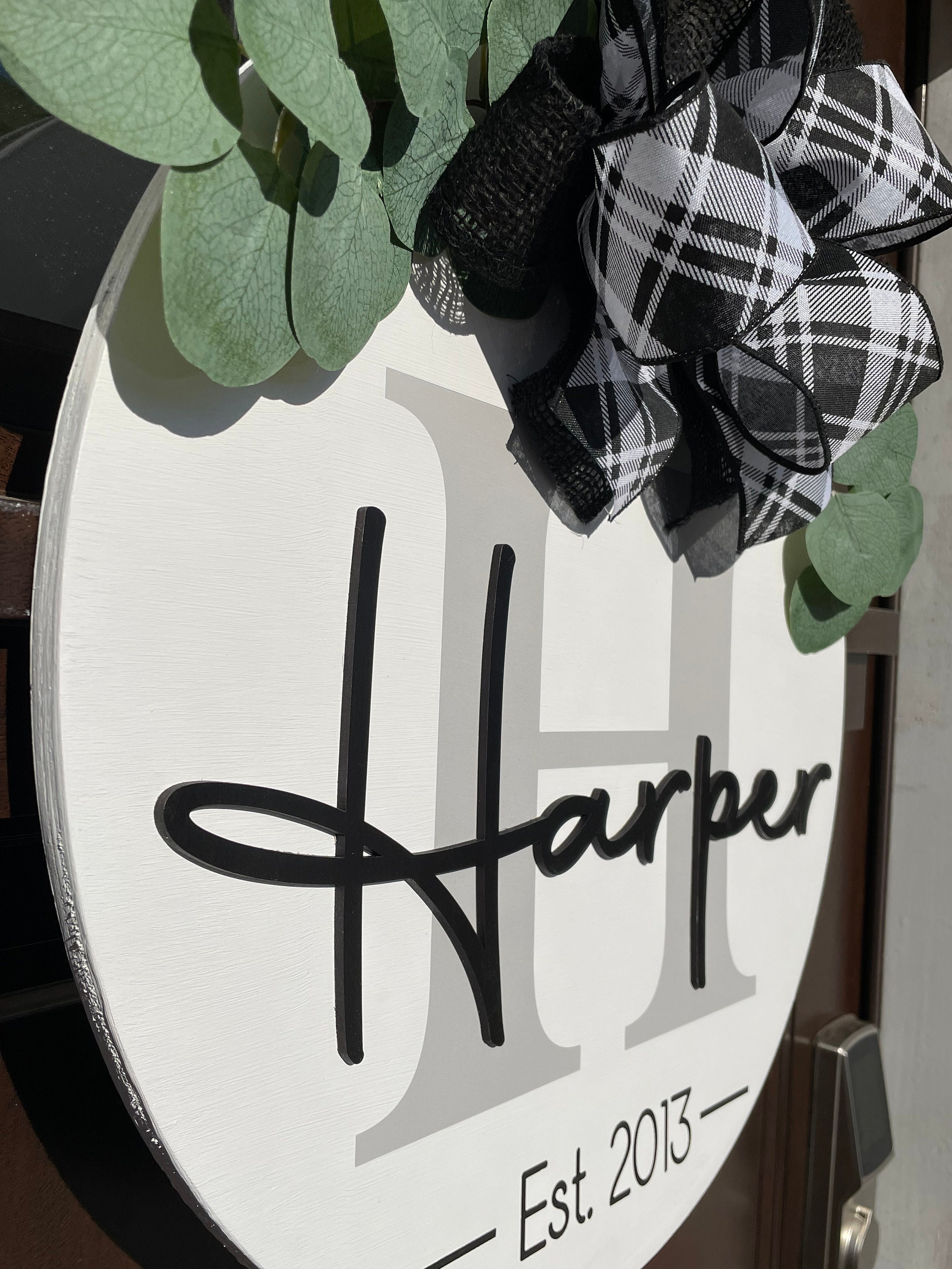 Monogram Family Name Welcome Door Hanger | Family Name Door Hanger ...