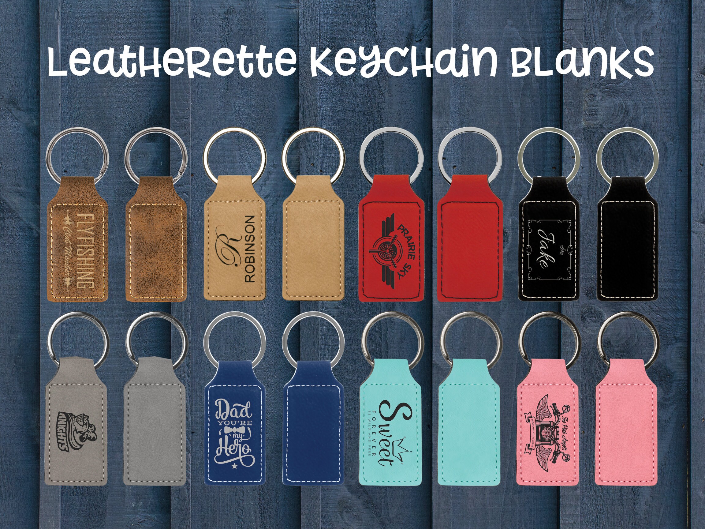 Laser Blanks, Leatherette Keychain, Engraving Blanks, Laserable