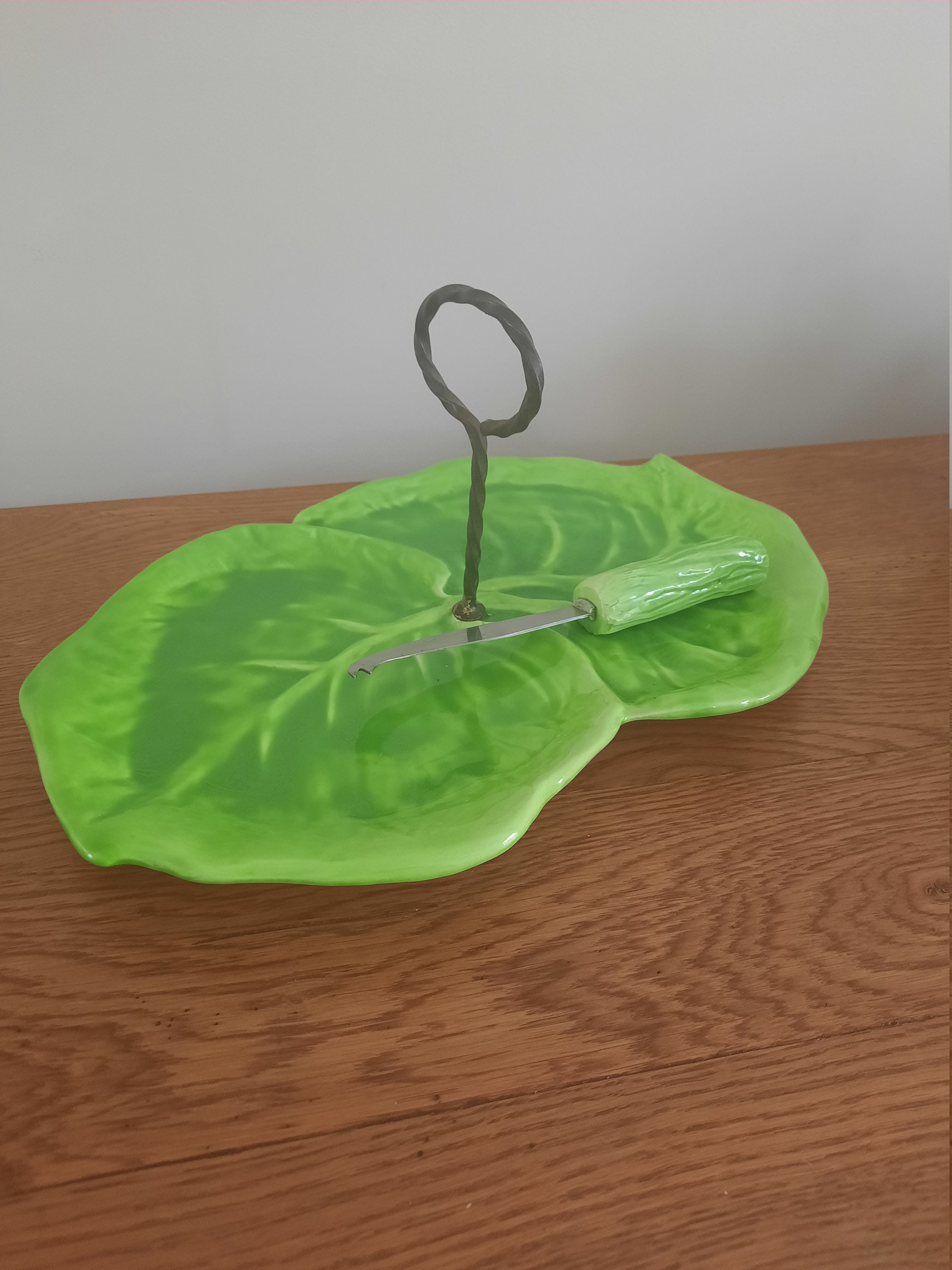 Plateau de Fromages Vintage Français, Assiette Fromage avec Couteau, Plat Laitue, Laitue Barbotine,