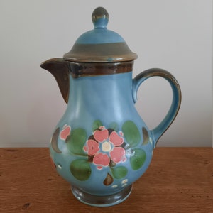 Handpainted Blue Floral Teapot or Coffee pot, Ceramic teapot with flowers, Tea Gift Set, Floral Tea Set, Vintage Coffee and Tea Gift Idea