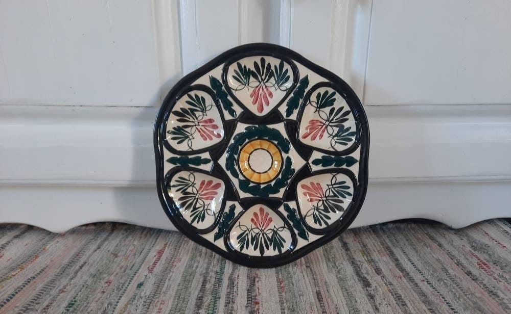 Assiette d'huîtres Vintage, Assiette Français de Bretagne, Anciennes, Bleu Foncé Pour Décoration Mur