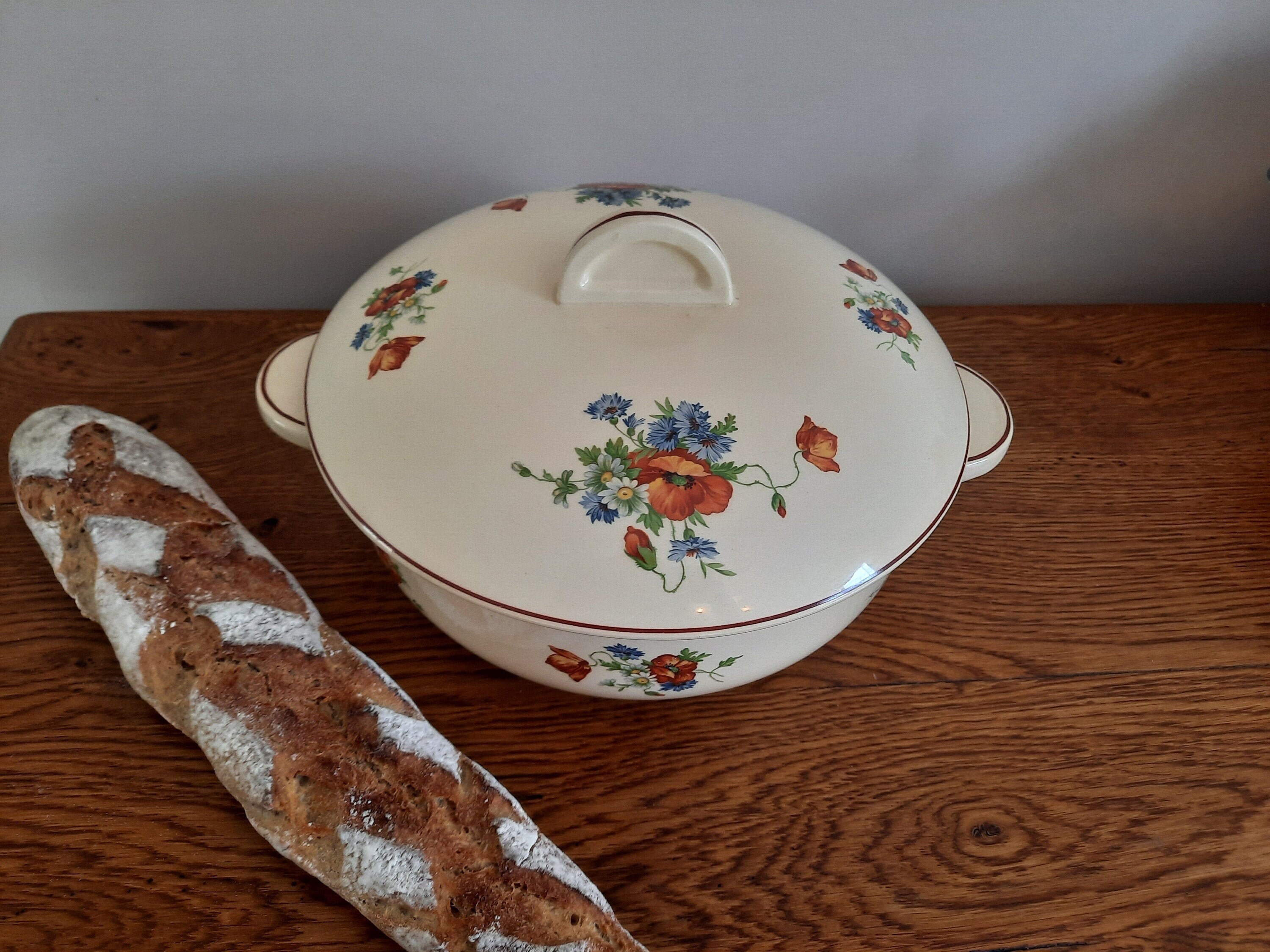 Vintage Français Soup Tureen, Tureen avec Motif Floral, Soupe Vintage Coquelicots, Décor de Table Co