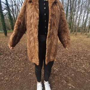 Vintage 1960s Mink Fur Coat, Vintage Honey Brown Fur Coat, Joseph Behar Vintage Fur,  Light Brown Mink Coat with pockets, bridal fur