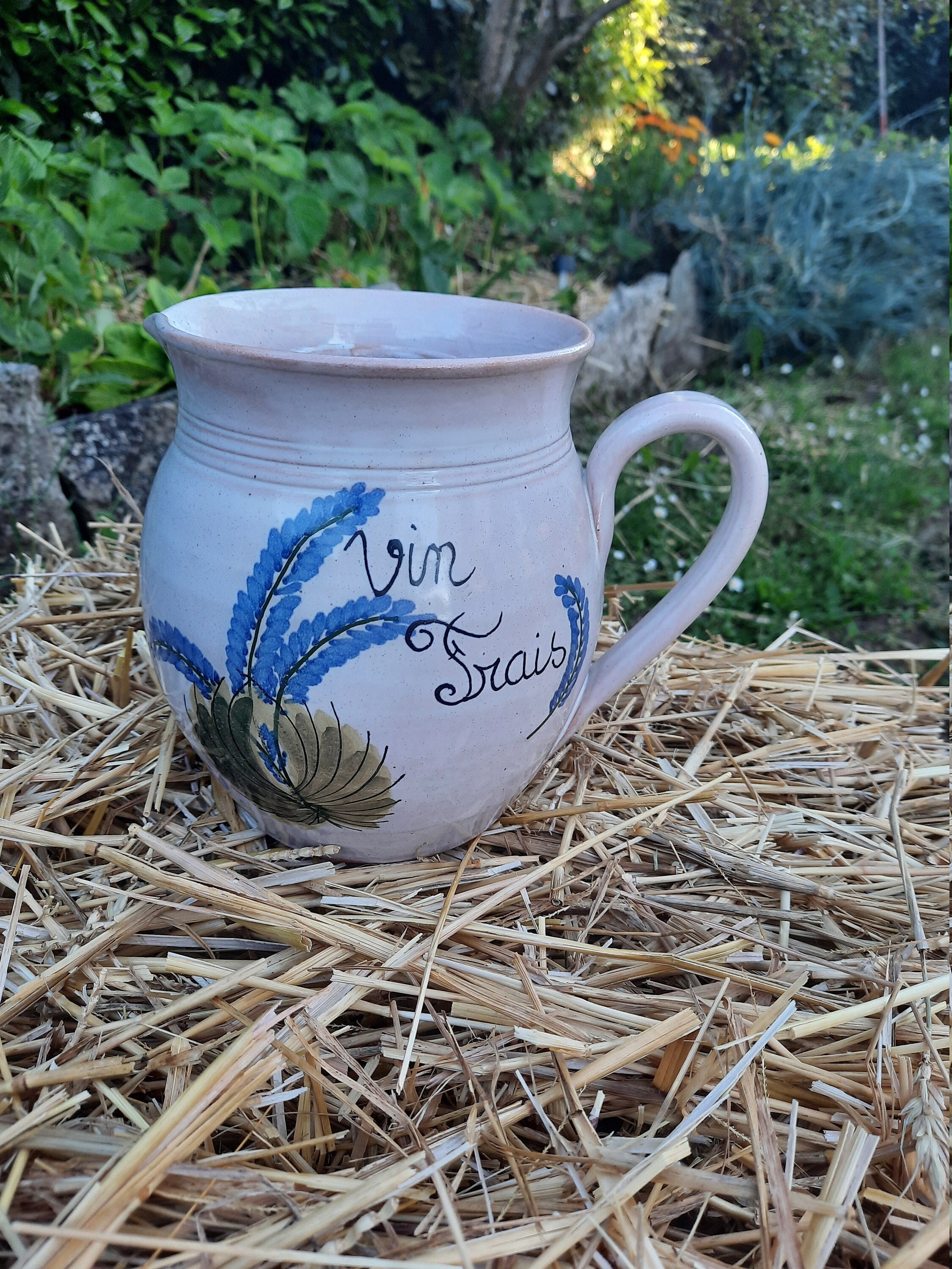 Pichet à Vin Français Millésime, Pichet Rosé avec Compartiment Glace, Glacé en Pierre Rustique, Déco