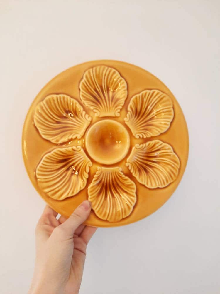 Assiettes d'huîtres Proceram en Or, Assiettes Barbotines, Majolique, Cadeau Vintage Français, Collec