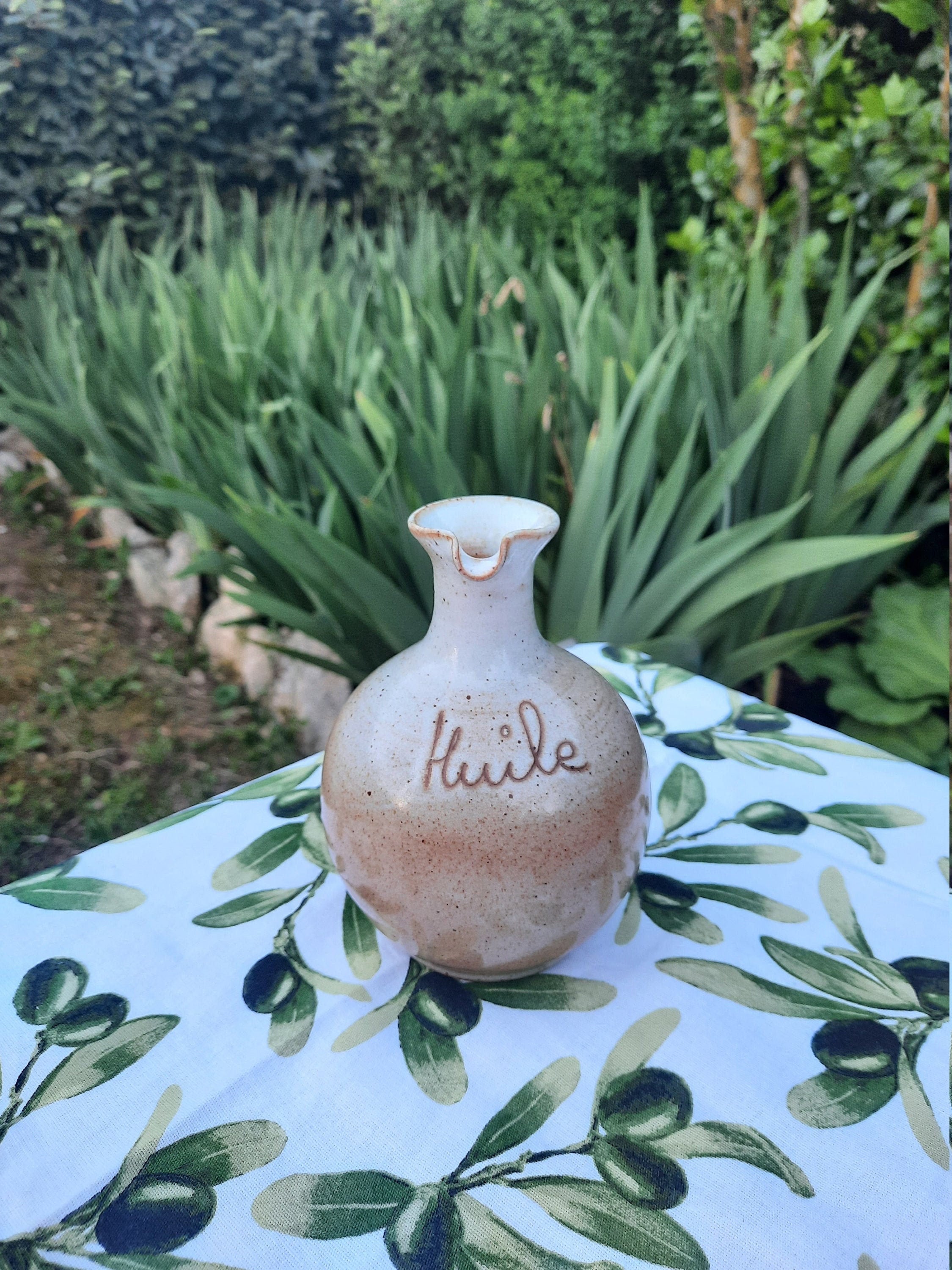 Bouteille d'huile Vintage Mignonne Français Flacon, Bouteille Émaillée en Pierre Fabriquée France, V