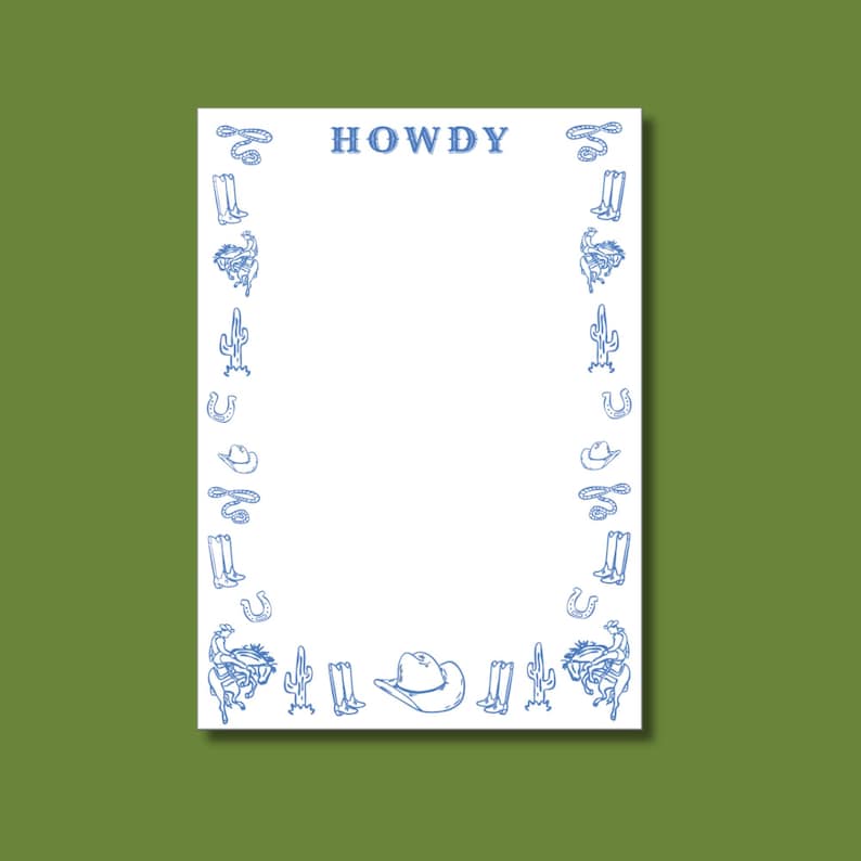 Howdy Note Bad Howdy Western Doodles Notepad (75 Sheets) - Etsy