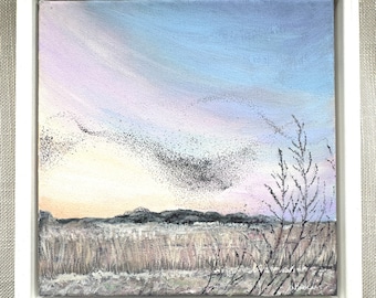 Evening Skies Original Acrylic Painting - 8 Inch Framed