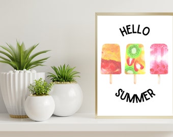 Summer Decor Print | Hello Summer | Summer Printable | Cute | Summer | Home Decor Printable | Wall Art