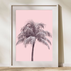Pink Palm Tree Print, Trendy Wall Art, Palm Tree Decor, Trendy Printable Art, Travel Wall Art, Black White Palm Tree Art, Los Angeles Art