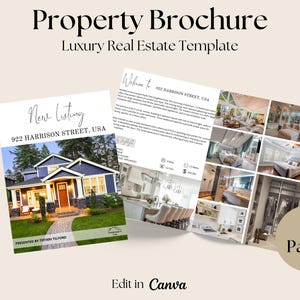Brochure immobiliare di lusso, brochure immobiliare, brochure mezza piegata, marketing immobiliare, volantino di quotazione, Open house, brochure Open house