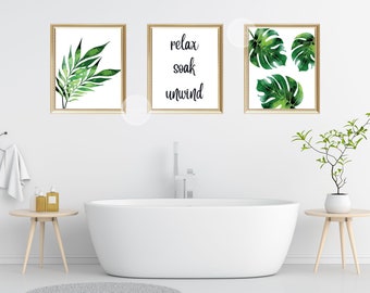 Bathroom Decor Print, Home Decor Print, 3 Picture Bathroom Wall Decor, Botanical Wall Decor Bathroom