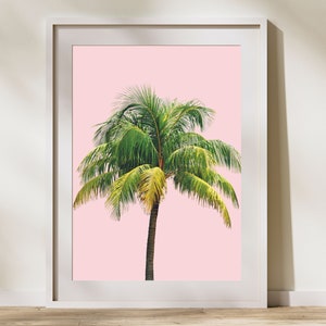 Pink Palm Tree Print, Trendy Wall Art, Boho Print Palm Tree, Trendy Printable Art, Travel Wall Art, Palm Tree Travel Art, Los Angeles Art
