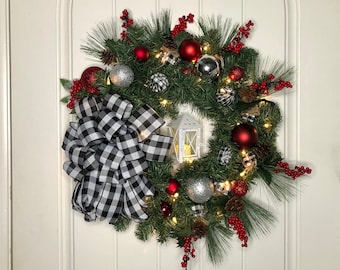 Buffalo Check Bow Wreath