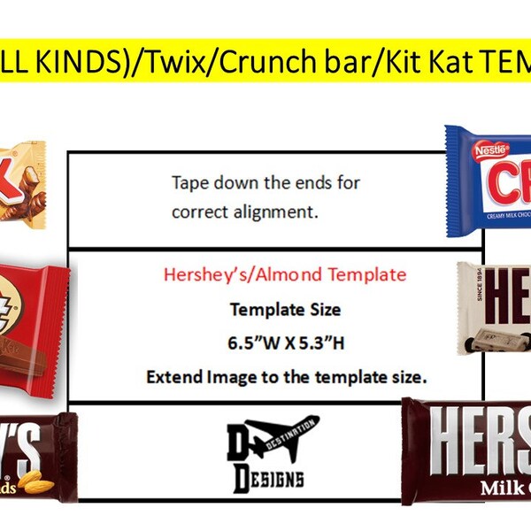 Custom Candy Wrapper Template, Blank Template, Hersheys, Crunch, Kit Kat, Twix, Birthday, Wedding, Anniversary, Graduation