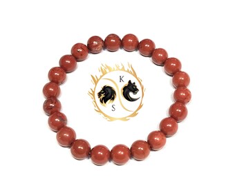 レッドジャスパーブレスレット、ルートチャクラヒーリング、AAAビーズブレスレット