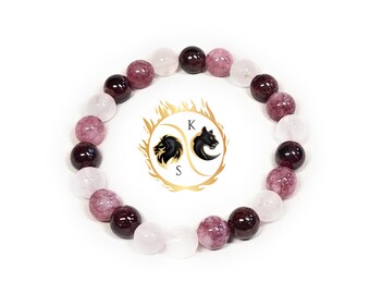 ラブブレスレット、ローズクォーツブレスレット、ガーネットブレスレット、ピンクトルマリンブレスレット、ヒーリングブレスレット