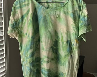 Hand dyed distressed vintage style tee in Sandbar