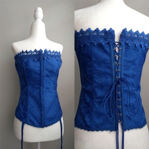 Vintage Frederick&#39;s of Hollywood Corset: Royal Blue Lace-Up Bodice