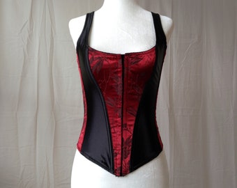 Corsetto floreale rosso sangue e nero Victoria's Secret vintage Y2k / Bustino intimo romantico Regency Victorian Dark Academia / Piccolo / Medio