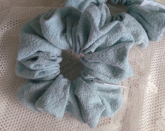 Handmade Upcycled Textured Sky Blue Cotton Scrunchie | Recycled Repurposed XXL Jumbo Oversized Cottagecore Coquette Oversized Hair Accessory