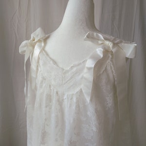 1960s Vintage Aristocraft White Lace and Ribbon Nightgown // Wedding Coquette Old Hollywood Glam Lingerie Babydoll Nightie Sweeping Gown