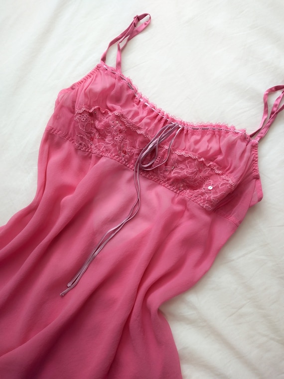 Y2k Vintage Victoria's Secret Pink Silk Milkmaid … - image 5