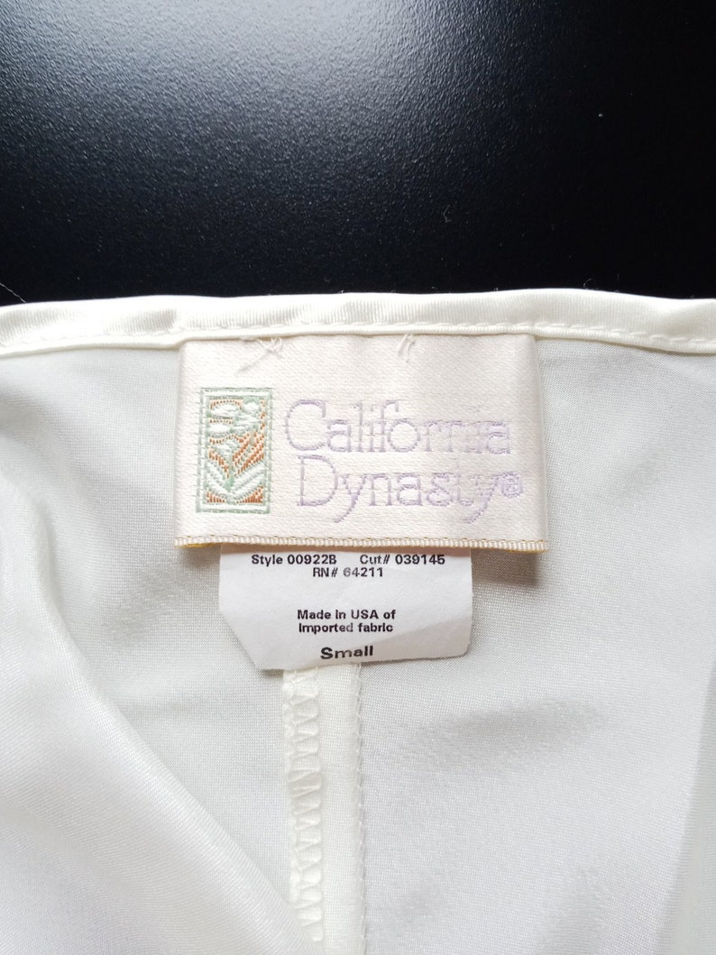 Vintage 80s90s California Dynasty White Slip Dress with Decorative Straps