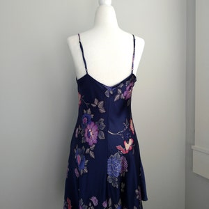 1990s Vintage Victoria's Secret Blue Floral Silk Slip Dress Princess Romantic Glam Lingerie Charmeuse Silk Fairytale Coquette Babydoll image 3