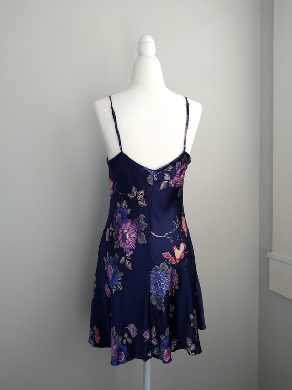 1990s Vintage Victoria's Secret Blue Floral Silk … - image 3