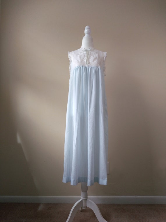 1970s Vintage Christian Dior Pastel Blue Cotton N… - image 3