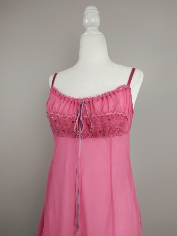 Y2k Vintage Victoria's Secret Pink Silk Milkmaid Babydoll Princess