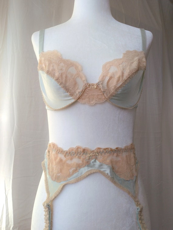 1970s Vintage Christian Dior Aquamarine Silk Bra … - image 3