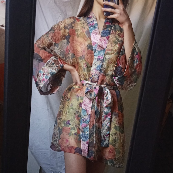 Vintage 80s Victoria's Secret Sheer Floral Robe