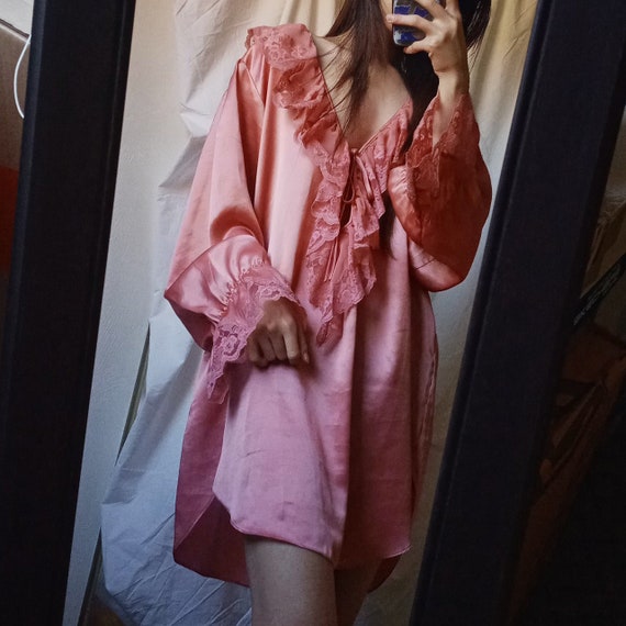 Vintage 80s Victoria's Secret Pink Ruffle Nightgow