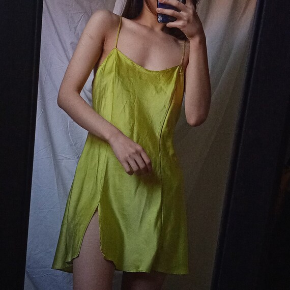 Vintage Y2k Victoria's Secret Chartreuse Green Sil