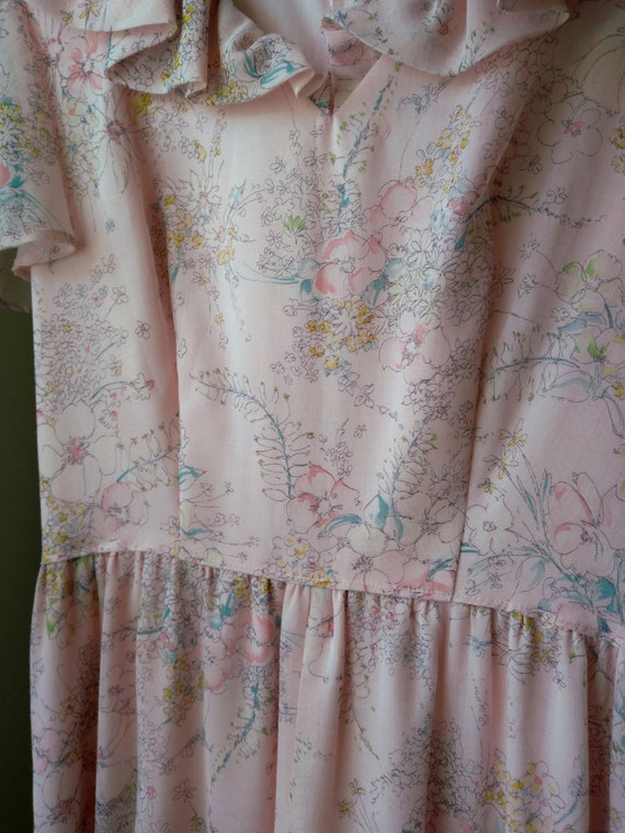 1970s Vintage Handmade Pretty in Pink Prairie Dre… - image 4