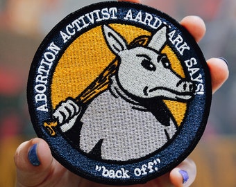 Abortion Activist Aardvark - 'back off' -  Iron-on Patch