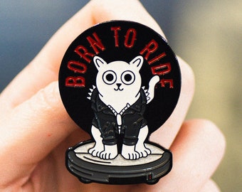 Robot Vacuum Cat - Born to Ride - Soft Enamel Pin