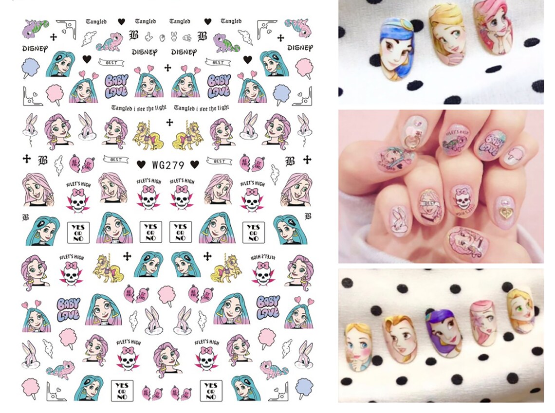 Disney Rapunzel Princess Nail Decals Stickers Disney Tangled Etsy